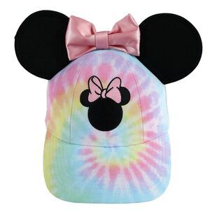 Jerry Leigh Disney Kids Tie Dye Minnie Mouse Baseball Cap with Bow and Ears